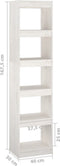 vidaXL - Boekenkast - / - kamerscherm - 40x30x167,5 - cm - massief - grenenhout - wit