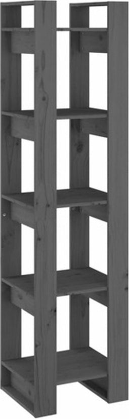 vidaXL - Boekenkast/kamerscherm - 41x35x160 - cm - massief - grenenhout - grijs