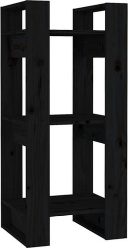 vidaXL - Boekenkast/kamerscherm - 41x35x91 - cm - massief - grenenhout - zwart