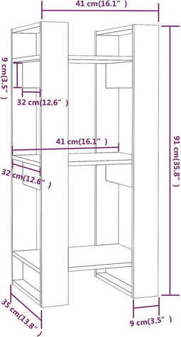 vidaXL - Boekenkast/kamerscherm - 41x35x91 - cm - massief - grenenhout - wit