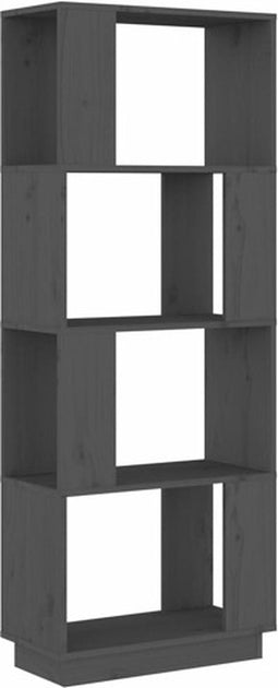 vidaXL - Boekenkast/kamerscherm - 51x25x132 - cm - massief - grenenhout - grijs