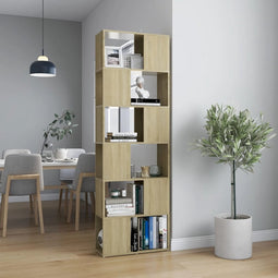 vidaXL - Boekenkast/kamerscherm - 60x24x186 - cm - bewerkt - hout - sonoma - eiken