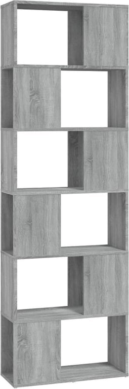 vidaXL - Boekenkast/kamerscherm - 60x24x186 - cm - grijs - sonoma - eiken