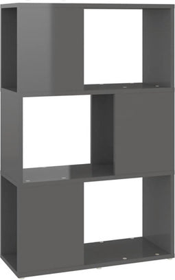 vidaXL - Boekenkast/kamerscherm - 60x24x94 - cm - bewerkt - hout - hoogglans - grijs