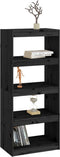 vidaXL - Boekenkast/kamerscherm - 60x30x135,5 - cm - massief - grenenhout - zwart