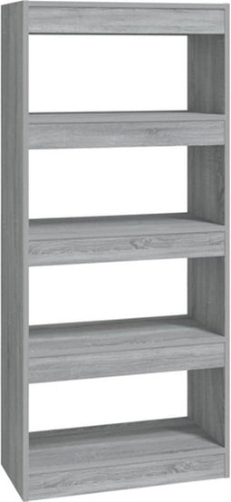 vidaXL - Boekenkast/kamerscherm - 60x30x135 - cm - bewerkt - hout - grijs - sonoma