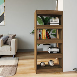 vidaXL - Boekenkast - / - kamerscherm - 60x30x135 - cm - bewerkt - hout - bruineiken