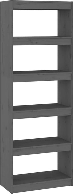 vidaXL - Boekenkast/kamerscherm - 60x30x167,5 - cm - massief - grenenhout - grijs