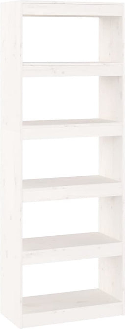 vidaXL - Boekenkast/kamerscherm - 60x30x167,5 - cm - massief - grenenhout - wit