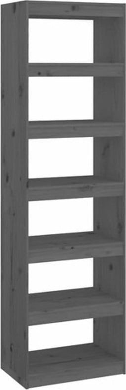 vidaXL - Boekenkast/kamerscherm - 60x30x199,5 - cm - massief - grenenhout - grijs
