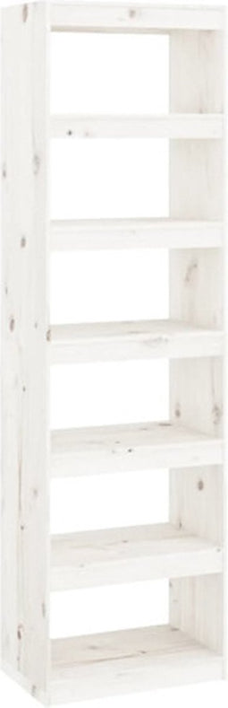 vidaXL - Boekenkast/kamerscherm - 60x30x199,5 - cm - massief - grenenhout - wit