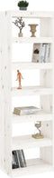 vidaXL - Boekenkast/kamerscherm - 60x30x199,5 - cm - massief - grenenhout - wit