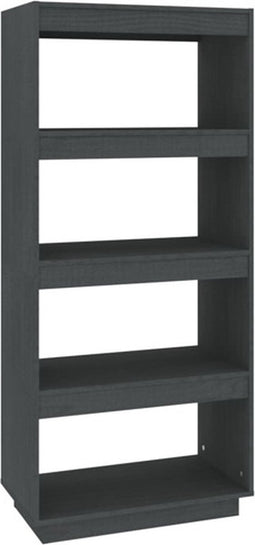 vidaXL - Boekenkast/kamerscherm - 60x35x135 - cm - massief - grenenhout - grijs
