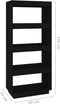 vidaXL - Boekenkast/kamerscherm - 60x35x135 - cm - massief - grenenhout - zwart