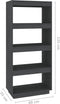 vidaXL - Boekenkast/kamerscherm - 60x35x135 - cm - massief - grenenhout - grijs