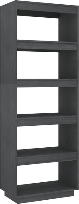 vidaXL - Boekenkast/kamerscherm - 60x35x167 - cm - massief - grenenhout - grijs