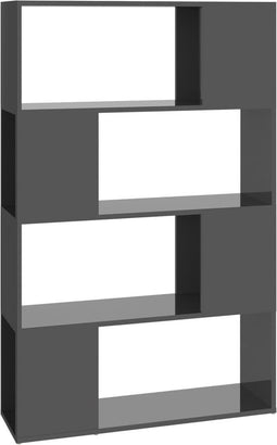 vidaXL - Boekenkast/kamerscherm - 80x24x124,5 - cm - hoogglans - grijs