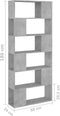 vidaXL - Boekenkast/kamerscherm - 80x24x186 - cm - bewerkt - hout - betongrijs
