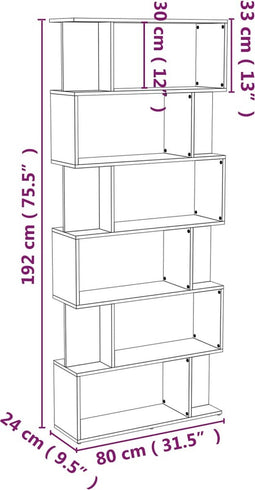 vidaXL - Boekenkast/kamerscherm - 80x24x192 - cm - bewerkt - hout - bruineiken