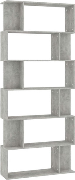 vidaXL - Boekenkast - / - kamerscherm - 80x24x192 - cm - bewerkt - hout - betongrijs