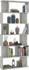 vidaXL - Boekenkast - / - kamerscherm - 80x24x192 - cm - bewerkt - hout - betongrijs