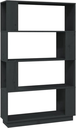 vidaXL - Boekenkast/kamerscherm - 80x25x132 - cm - massief - grenenhout - grijs