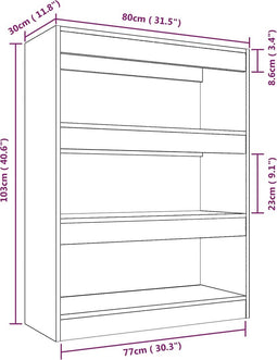 vidaXL - Boekenkast/kamerscherm - 80x30x103 - cm - bewerkt - hout - gerookt - eiken