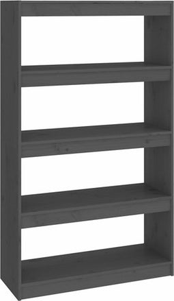 vidaXL - Boekenkast/kamerscherm - 80x30x135,5 - cm - massief - grenenhout - grijs