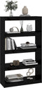 vidaXL - Boekenkast/kamerscherm - 80x30x135,5 - cm - massief - grenenhout - zwart