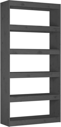 vidaXL - Boekenkast/kamerscherm - 80x30x167,4 - cm - massief - grenenhout - grijs