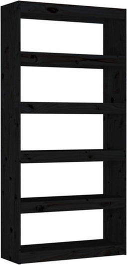 vidaXL - Boekenkast/kamerscherm - 80x30x167,4 - cm - massief - grenenhout - zwart