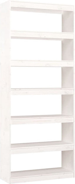 vidaXL - Boekenkast/kamerscherm - 80x30x199,5 - cm - massief - grenenhout - wit