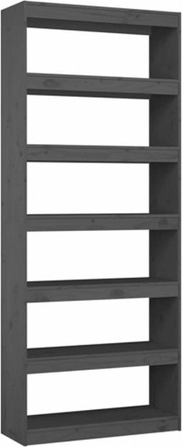 vidaXL - Boekenkast/kamerscherm - 80x30x199,5 - cm - massief - grenenhout - grijs
