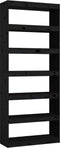 vidaXL - Boekenkast/kamerscherm - 80x30x199,5 - cm - massief - grenenhout - zwart