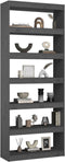 vidaXL - Boekenkast/kamerscherm - 80x30x199,5 - cm - massief - grenenhout - grijs