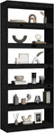 vidaXL - Boekenkast/kamerscherm - 80x30x199,5 - cm - massief - grenenhout - zwart