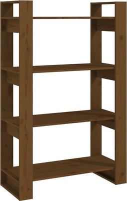 vidaXL - Boekenkast/kamerscherm - 80x35x125 - cm - massief - hout - honingbruin