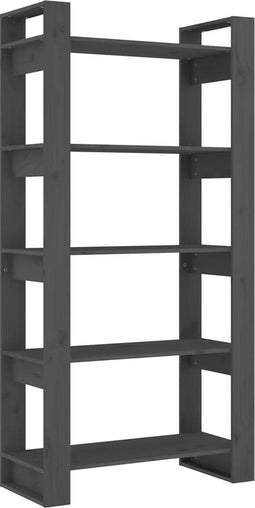 vidaXL - Boekenkast/kamerscherm - 80x35x160 - cm - massief - hout - grijs