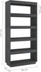 vidaXL - Boekenkast/kamerscherm - 80x35x167 - cm - massief - grenenhout - grijs