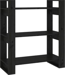 vidaXL - Boekenkast/kamerscherm - 80x35x91 - cm - massief - grenenhout - zwart