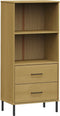 vidaXL - Boekenkast - met - 2 - lades - OSLO - 60x35x128,5 - cm - massief - hout - bruin
