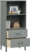 vidaXL - Boekenkast - met - 2 - lades - OSLO - 60x35x128,5 - cm - massief - hout - grijs