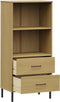 vidaXL - Boekenkast - met - 2 - lades - OSLO - 60x35x128,5 - cm - massief - hout - bruin