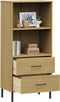 vidaXL - Boekenkast - met - 2 - lades - OSLO - 60x35x128,5 - cm - massief - hout - bruin