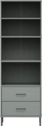 vidaXL - Boekenkast - met - 2 - lades - OSLO - 60x35x180 - cm - massief - hout - grijs
