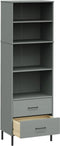 vidaXL - Boekenkast - met - 2 - lades - OSLO - 60x35x180 - cm - massief - hout - grijs