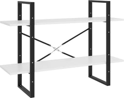 vidaXL - Boekenkast - met - 2 - schappen - 100x30x70 - cm - bewerkt - hout - wit