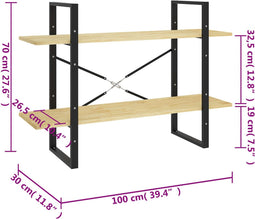vidaXL - Boekenkast - met - 2 - schappen - 100x30x70 - cm - massief - grenenhout