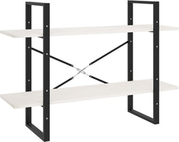 vidaXL - Boekenkast - met - 2 - schappen - 100x30x70 - cm - massief - grenenhout - wit