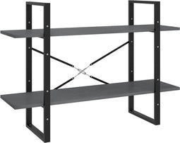 vidaXL - Boekenkast - met - 2 - schappen - 100x30x70 - cm - massief - grenenhout - grijs